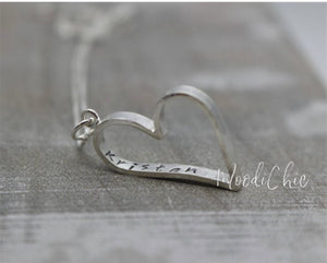 Sterling silver Stamped Sassy heart necklace
