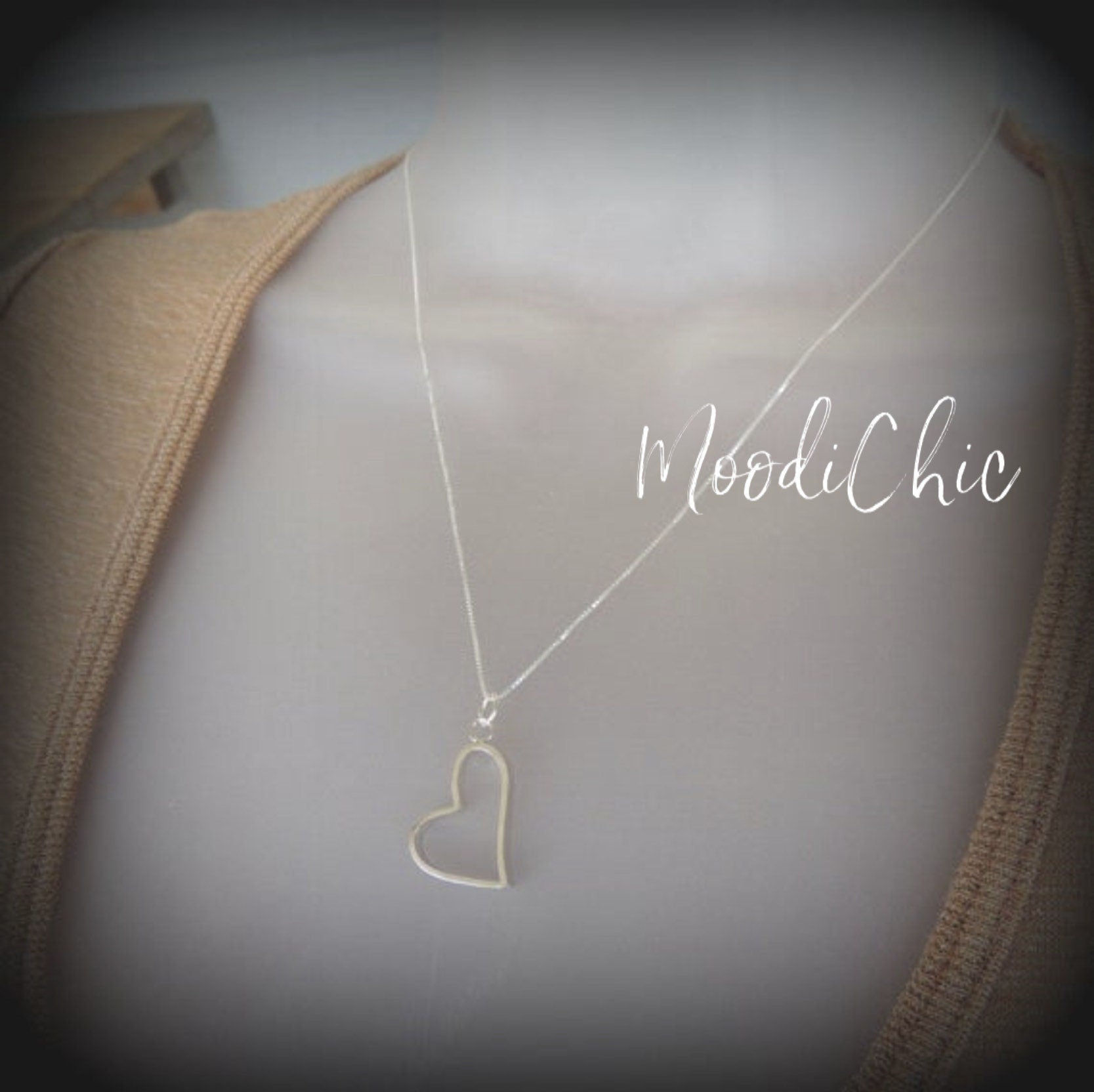 Sterling silver Stamped Sassy heart necklace