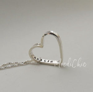 Hand stamped heart necklace