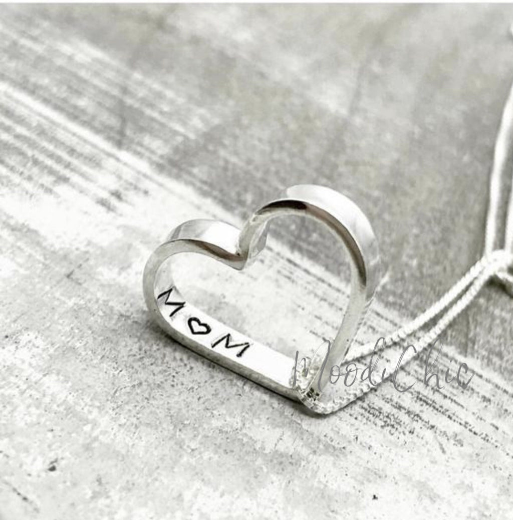 Hand stamped heart necklace