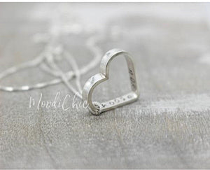 Hand stamped heart necklace