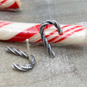 Candy cane earrings Sterling silver stud earrings