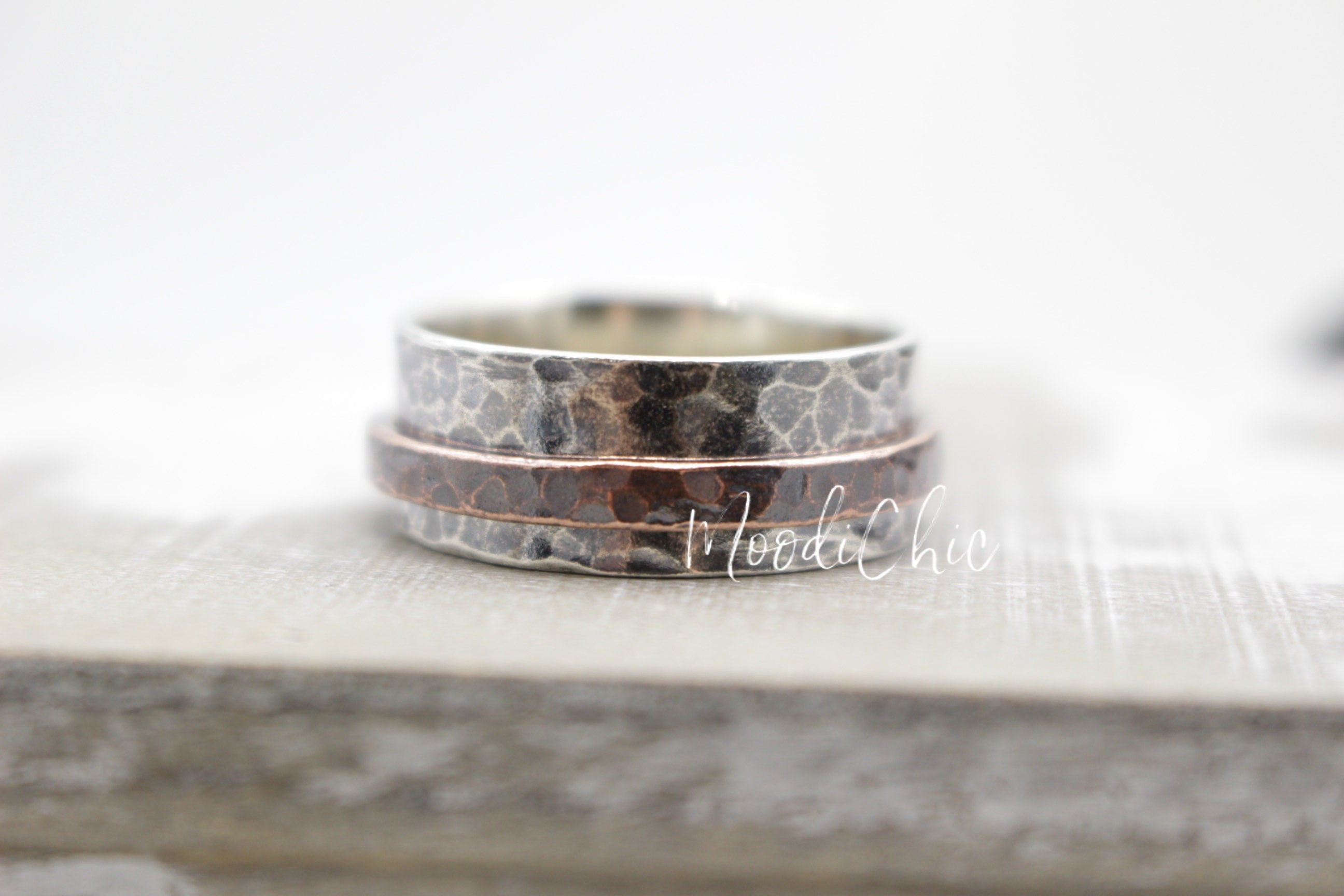 Rustic Copper spinner ring - Wide band Ring - Unisex Meditation Ring - Gift for her - Gift for him - Jewelry Sale