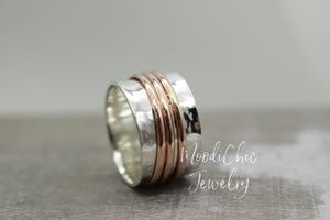 Rose Gold sterling silver Spinner Ring - Rose Gold Silver Fidget Ring - Rose gold filled - gift for her - jewelry sale