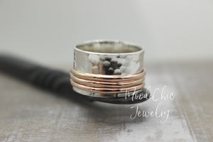 Rose Gold sterling silver Spinner Ring - Rose Gold Silver Fidget Ring - Rose gold filled - gift for her - jewelry sale