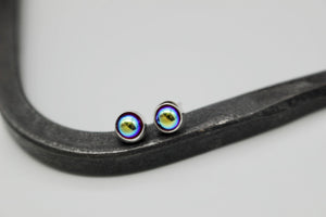 Iridescence  colored stud earrings