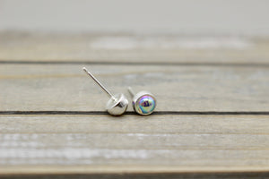Sterling silver stud earrings -crystal aurora borealis gemstone studs - color shifting - gift for her - jewelry sale