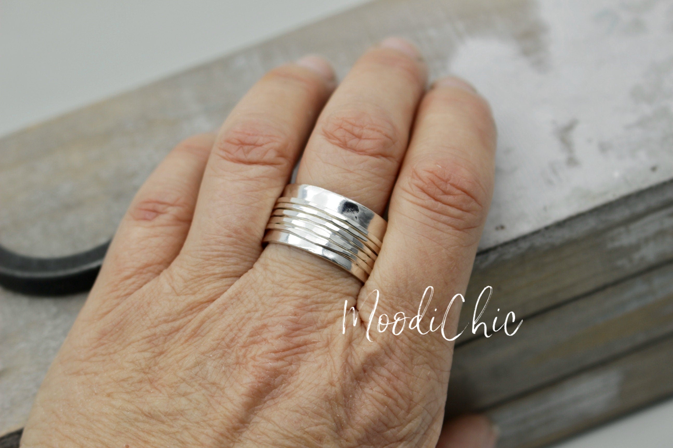 Sterling silver spinner ring - silver statement ring - sterling silver fidget ring - womans jewelry