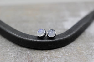 Rainbow moonstone stud earrings - Sterling Silver Earrings - 5mm Studs - gift for her - jewelry sale - minimalist