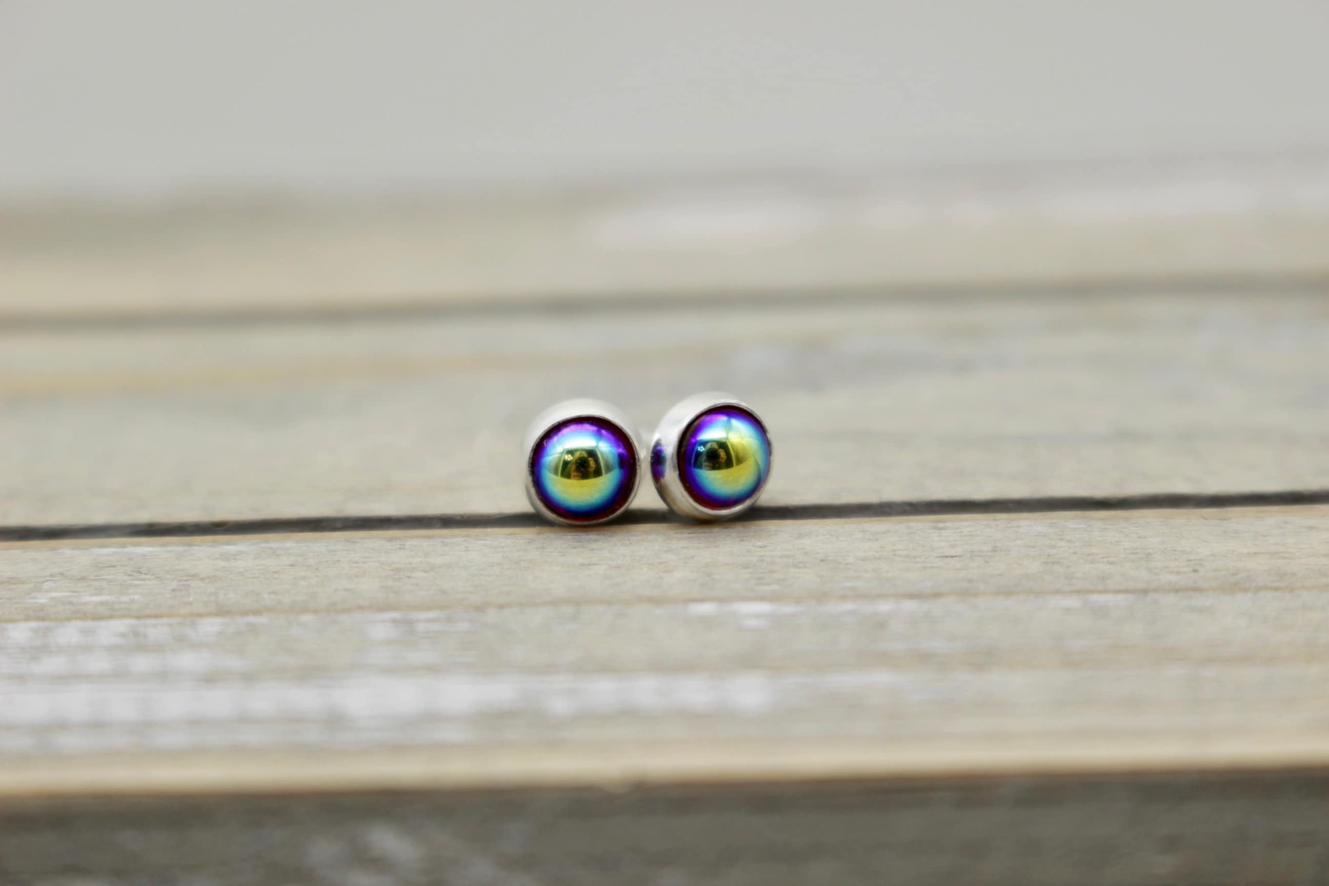 Iridescence  colored stud earrings