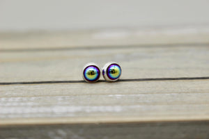 Iridescence  colored stud earrings