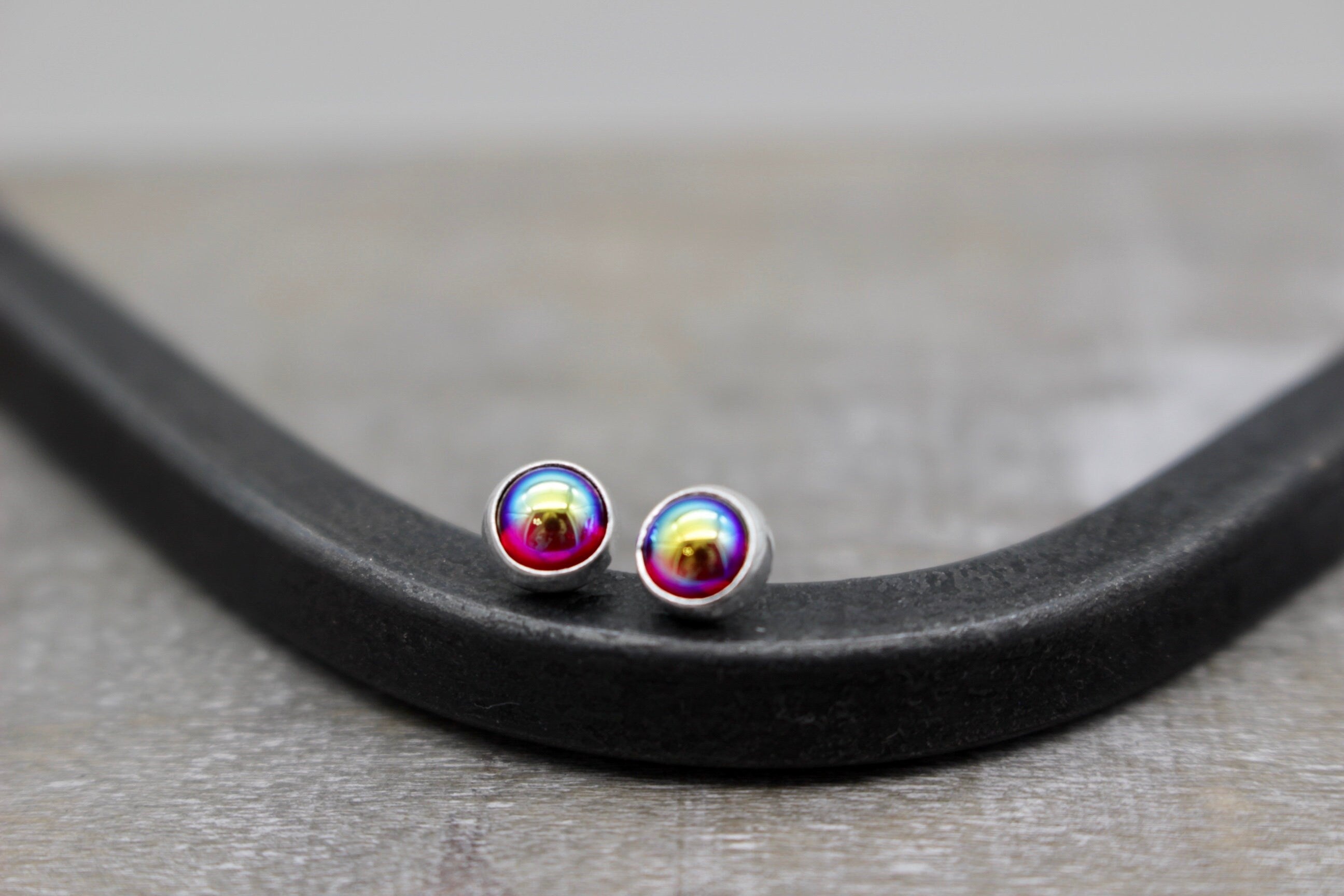 Iridescence  colored stud earrings