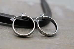 Petite floral silver hoop earrings - 3/4” silver latch hoops - gift for her - jewelry sale