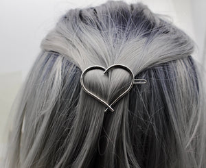 Sterling silver heart barrette - Medium Heart Barrette - hair jewelry - gift for her - medium barrette - jewelry sale