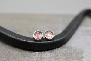 Quartz Earrings - sterling silver 6mm earrings - strawberry quartz jewelry - gift for her - jewelry sale
