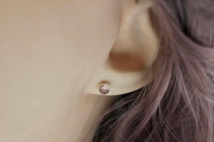 Strawberry Quartz 4mm Stud Earrings - Petite sterling silver earrings - quartz jewelry - gift for her - jewelry sale