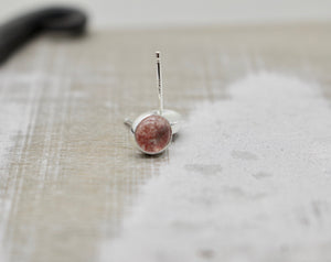 Quartz Earrings - sterling silver 6mm earrings - strawberry quartz jewelry - gift for her - jewelry sale