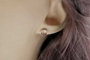 Quartz Earrings - sterling silver 6mm earrings - strawberry quartz jewelry - gift for her - jewelry sale