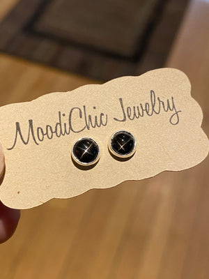 Black star post earrings