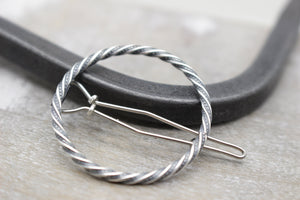 Rustic Small Silver circle barrette