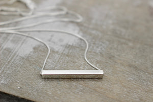 Sterling silver bar necklace - Square rod - Geometric modern simple layering necklace - Sliding bar necklace - gift for her - jewelry sale