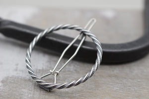 Rustic Small Silver circle barrette