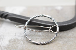 Rustic Small Silver circle barrette