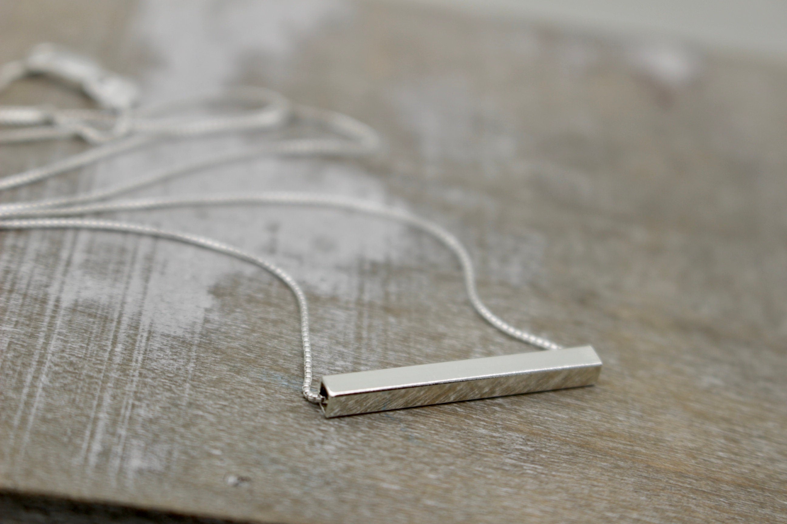 Sterling silver bar necklace - Square rod - Geometric modern simple layering necklace - Sliding bar necklace - gift for her - jewelry sale