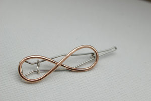 Petite copper barrette - Small infinity barrette - gift for her - small barrette - hair jewelry - bangs