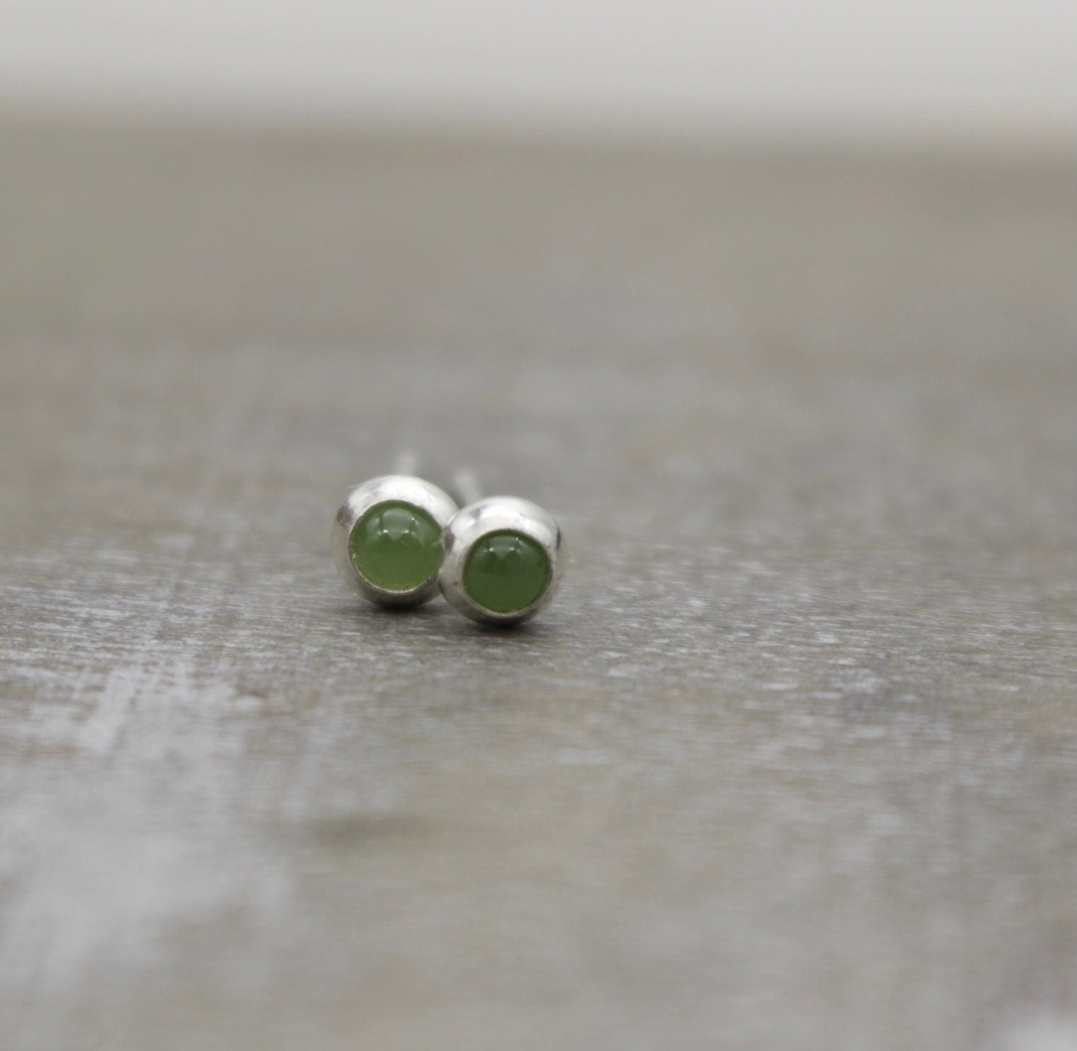 Tiny Jade Stud Earrings - sterling silver earring - Jade Jewelry - 3mm Studs - Gift for Her