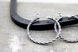 Sterling silver rustic hoop earrings - Rustic 1”    earrings - gift for her - jewelry sale