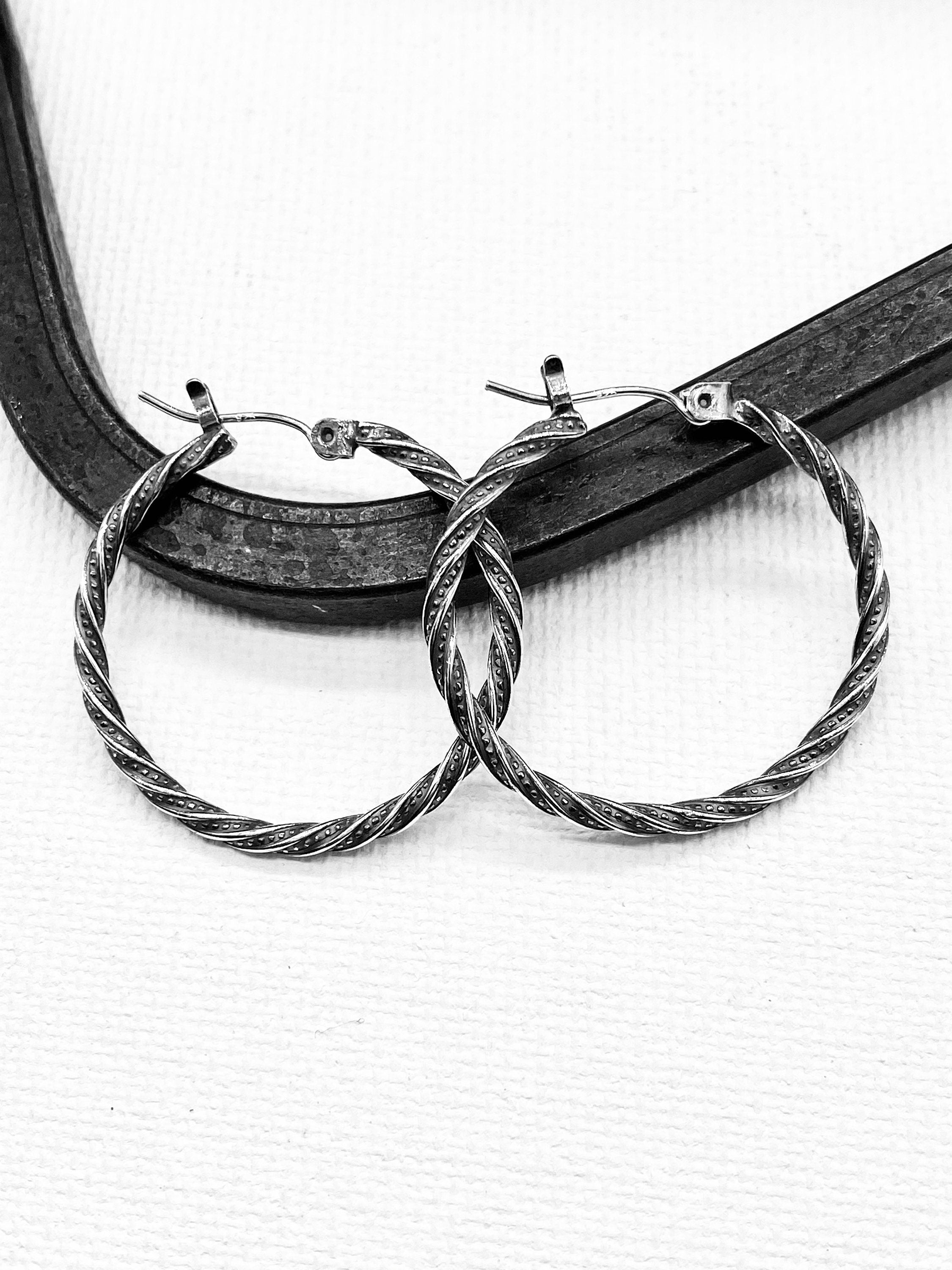Sterling silver rustic hoop earrings - Rustic 1”    earrings - gift for her - jewelry sale