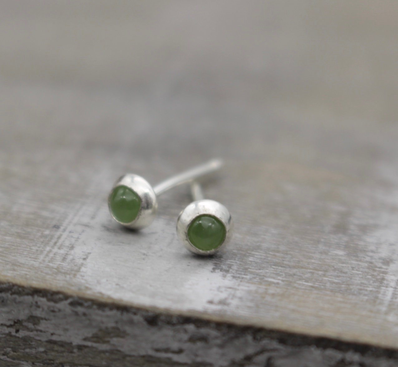 Tiny Jade Stud Earrings - sterling silver earring - Jade Jewelry - 3mm Studs - Gift for Her