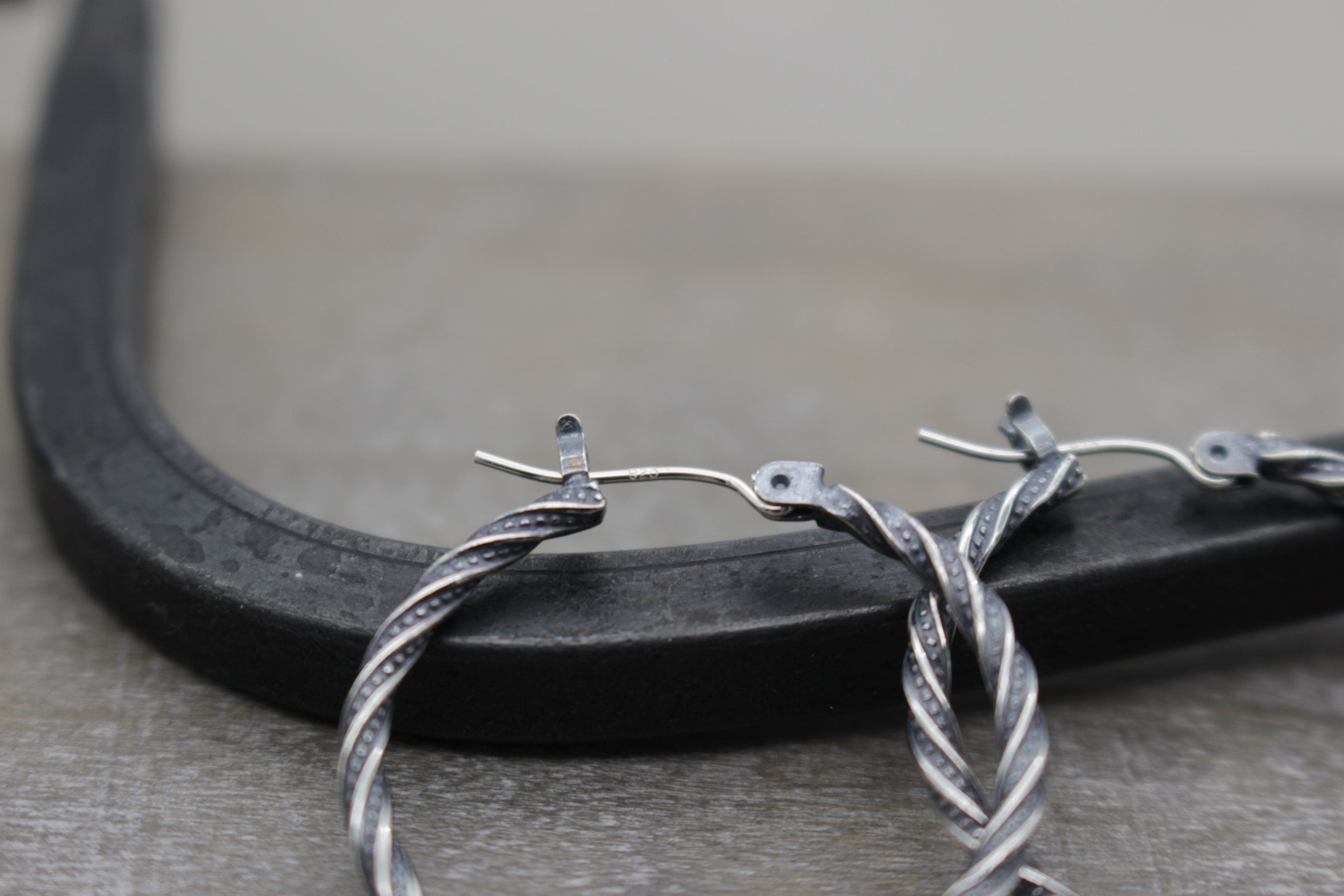 Sterling silver rustic hoop earrings - Rustic 1”    earrings - gift for her - jewelry sale