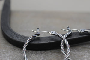 Sterling silver rustic hoop earrings - Rustic 1”    earrings - gift for her - jewelry sale