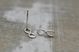 Petite infinity studs - Infinity symbol earrings - sterling silver stud earrings - gift for her - infinity charm