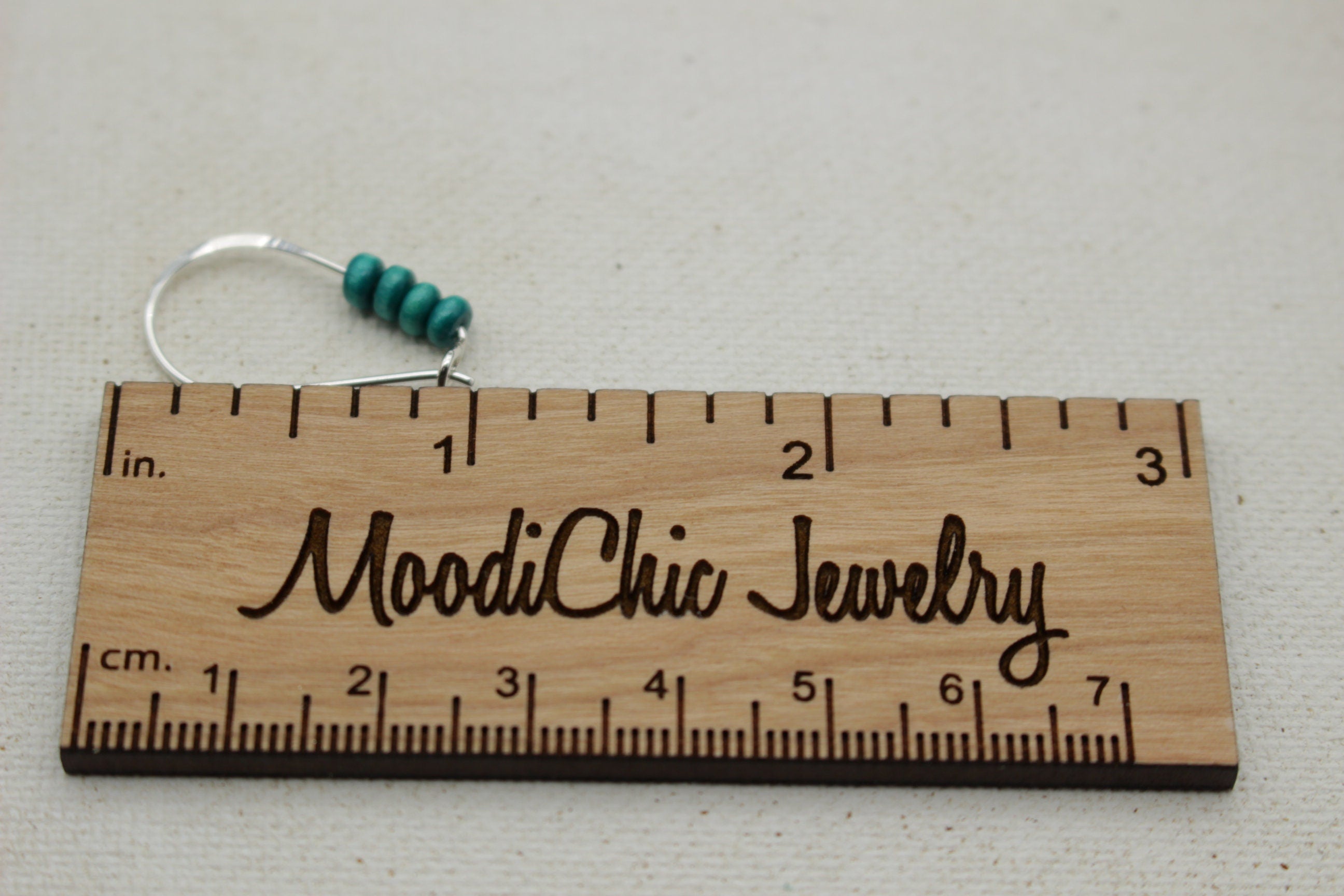 Turquoise wooden simple Hoops - Sterling Silver Hoop Earrings - Gift for Her - Jewelry Sale - Small wooden beaded Hoops - Dangle Earrings