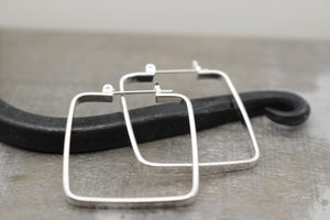 Sterling silver square hoop earrings - click latch hoop earrings - gifts for her - jewelry sale - minimalist hoops