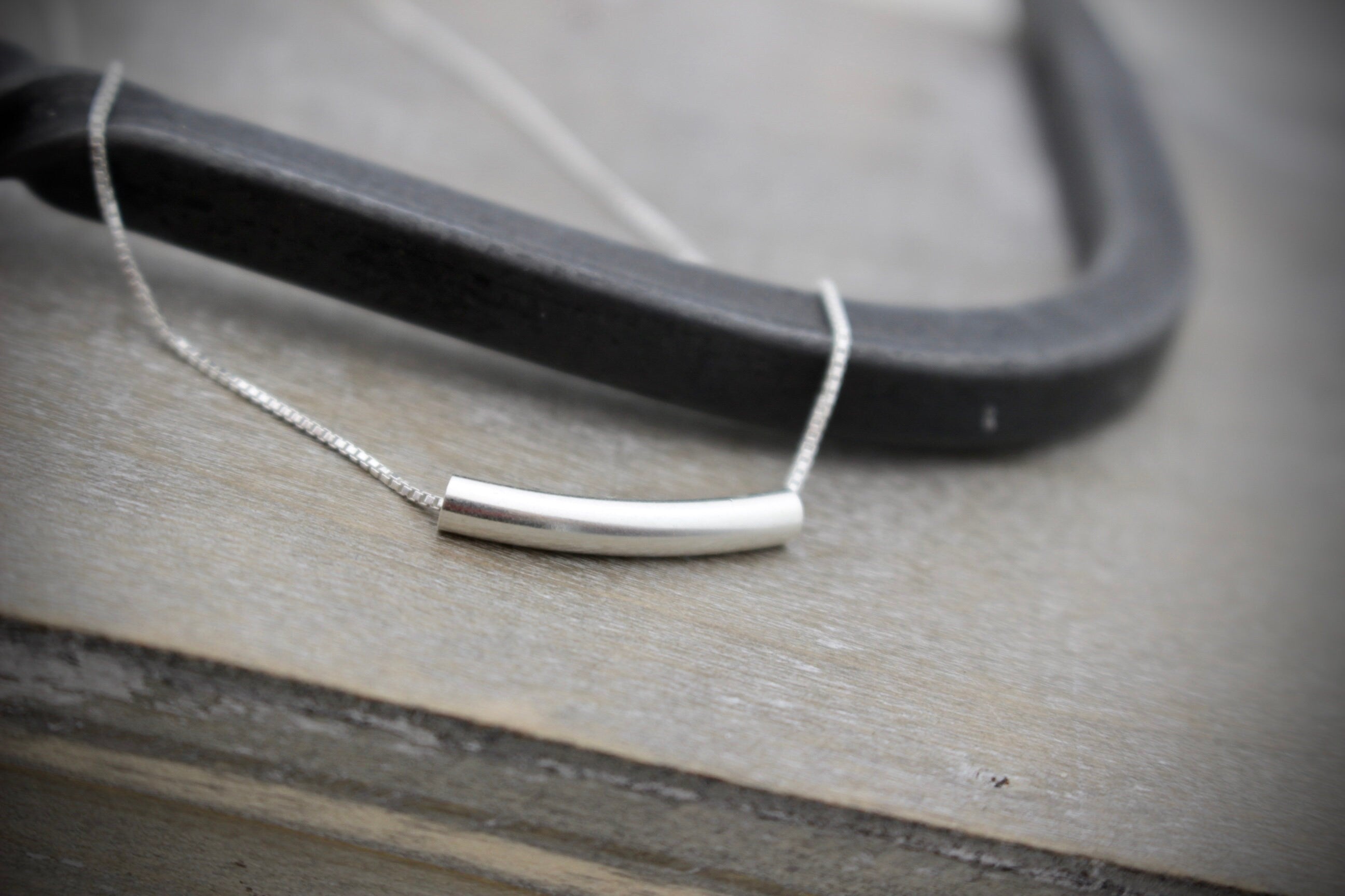 Minimalist Sterling silver tube necklace