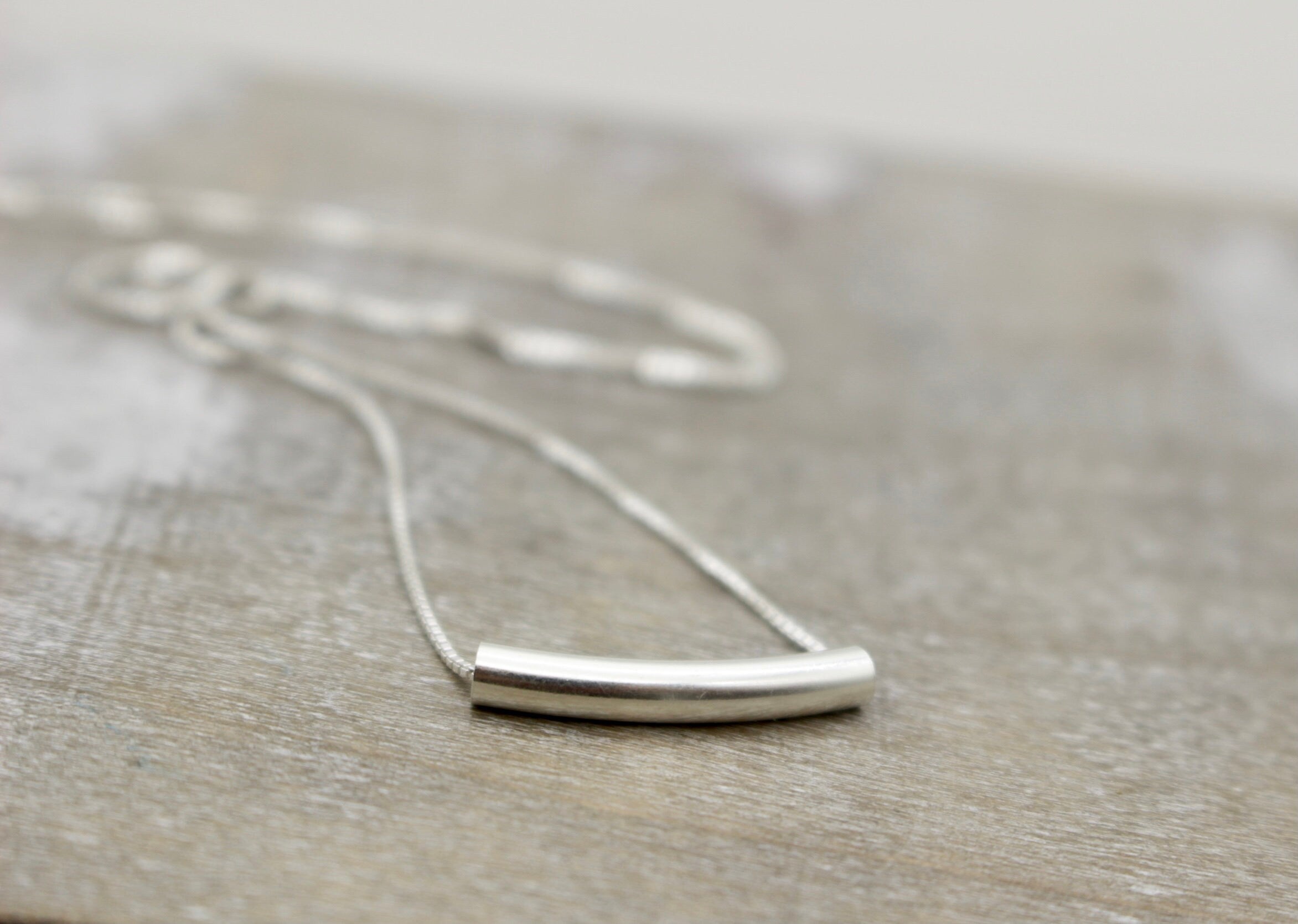 Minimalist Sterling silver tube necklace
