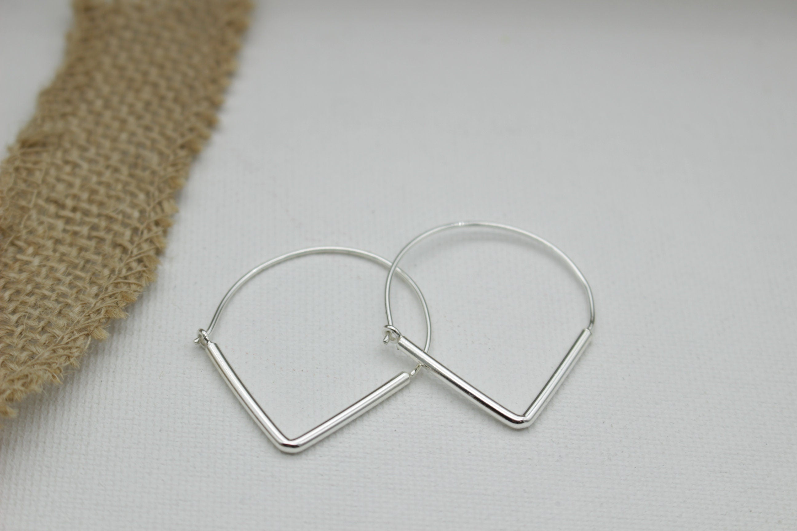 Triangle sterling silver hoop earrings - geometric hoops - sterling silver hoops - boho hoops - gift for her - jewelry hoop earrings