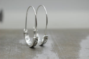 Art Deco Silver Hoop Earrings