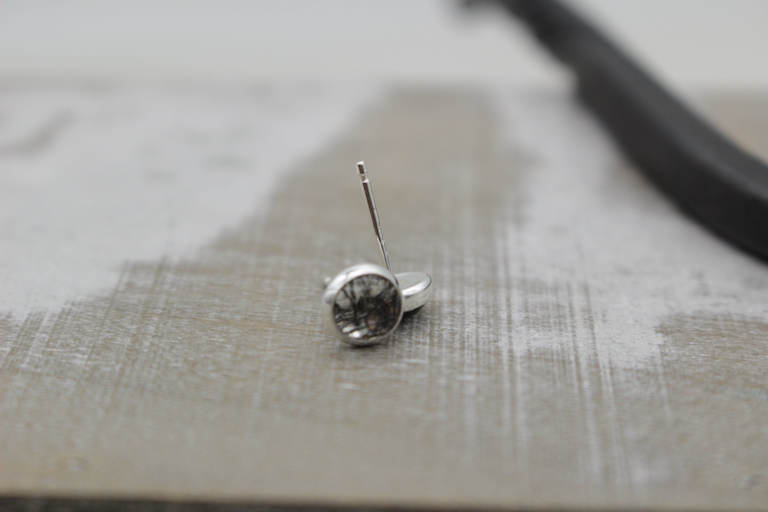 Black Rutilated Quartz Earrings -