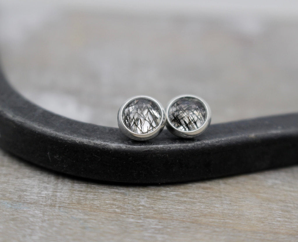 Black Rutilated Quartz Earrings -