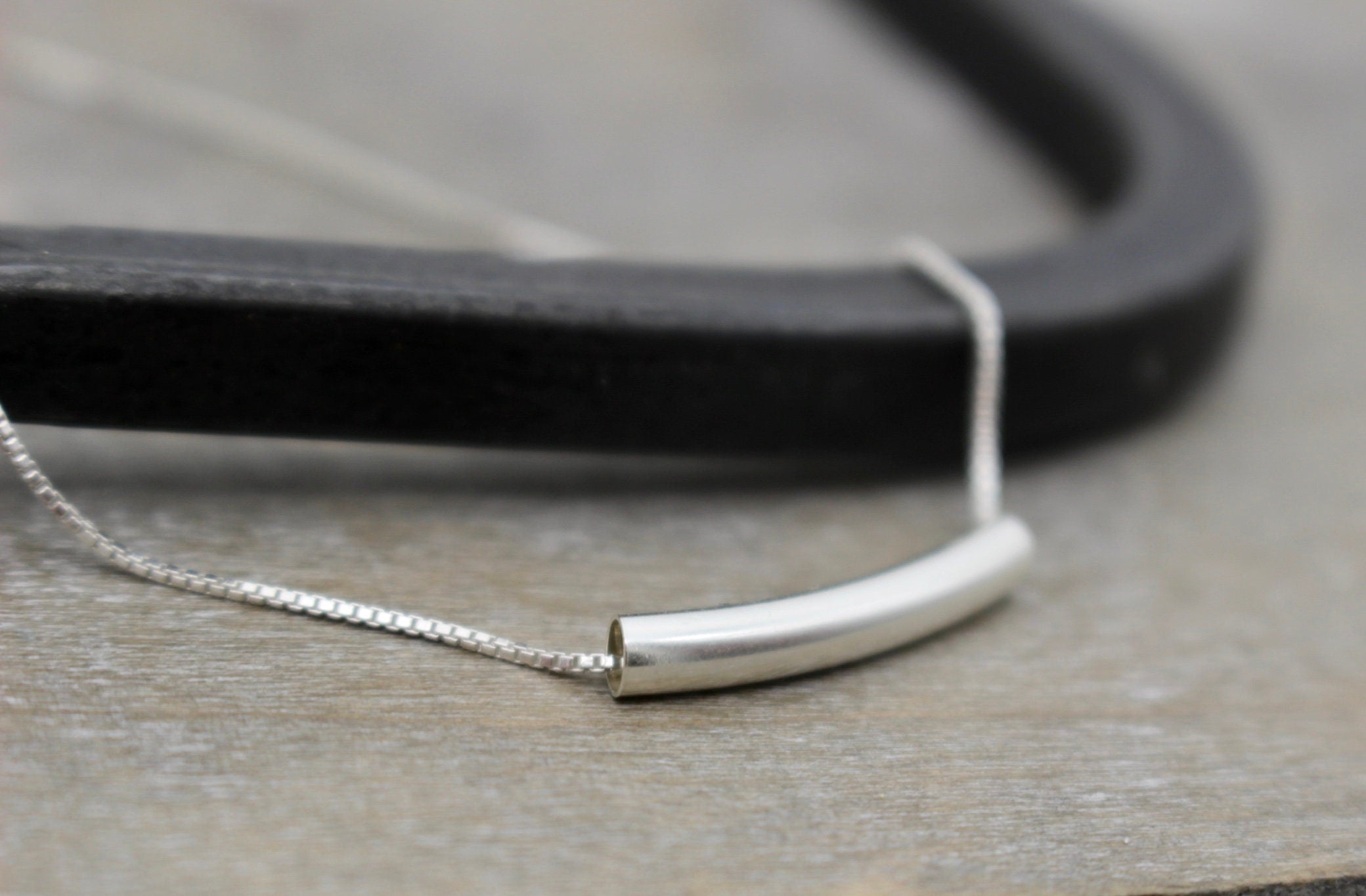 Minimalist Sterling silver tube necklace