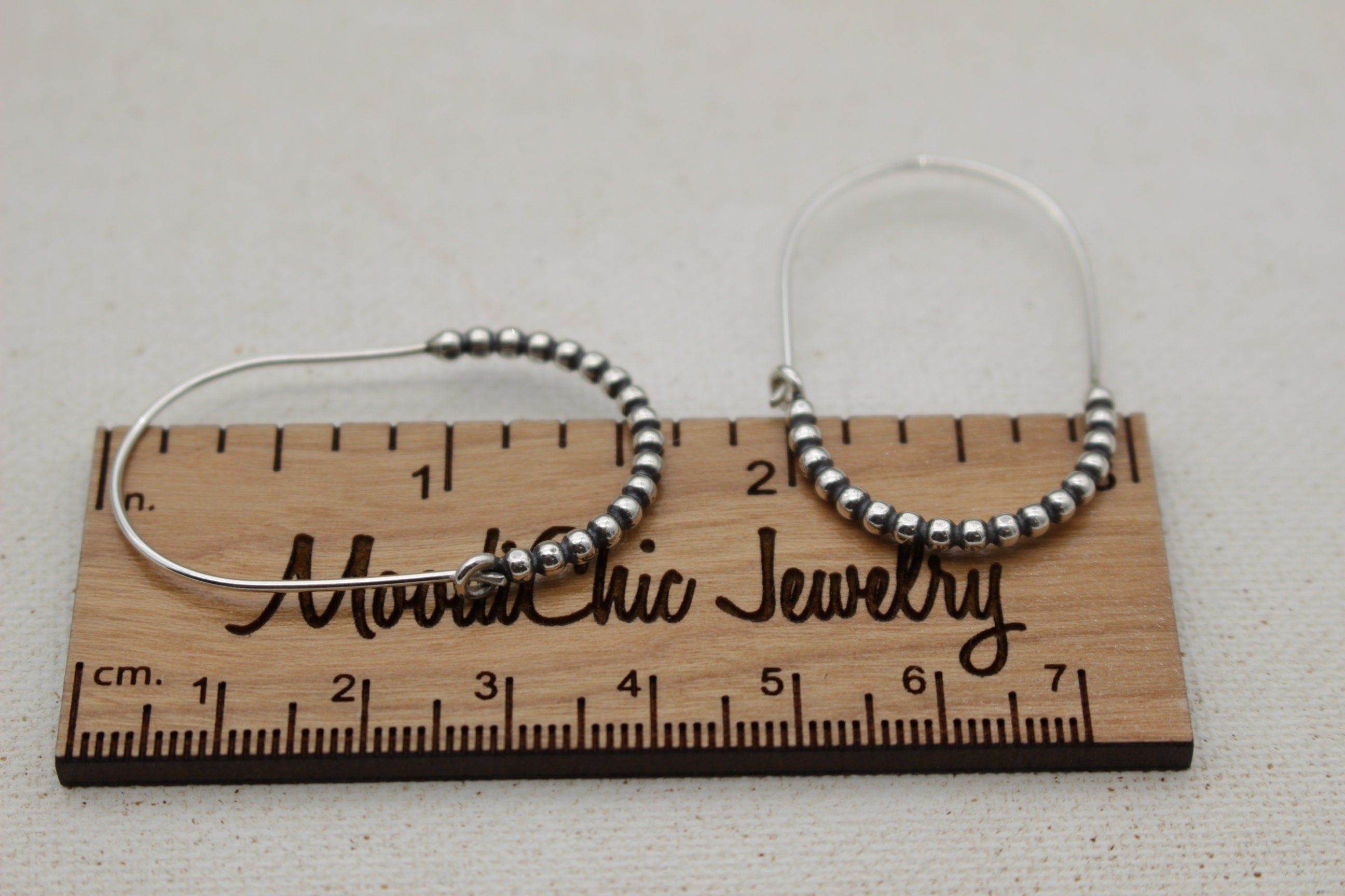 Sterling silver beaded hoop earring - beaded wire - sterling silver hoops - boho hoops - gift for her - jewelry hoop earrings