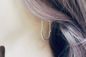 Sterling silver beaded hoop earring - beaded wire - sterling silver hoops - boho hoops - gift for her - jewelry hoop earrings