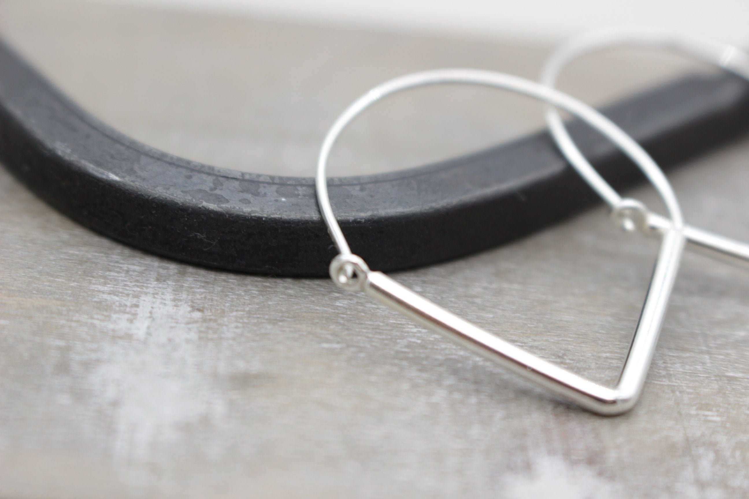 Triangle sterling silver hoop earrings - geometric hoops - sterling silver hoops - boho hoops - gift for her - jewelry hoop earrings