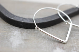 Triangle sterling silver hoop earrings - geometric hoops - sterling silver hoops - boho hoops - gift for her - jewelry hoop earrings