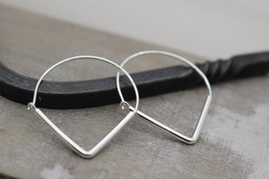 Triangle sterling silver hoop earrings - geometric hoops - sterling silver hoops - boho hoops - gift for her - jewelry hoop earrings